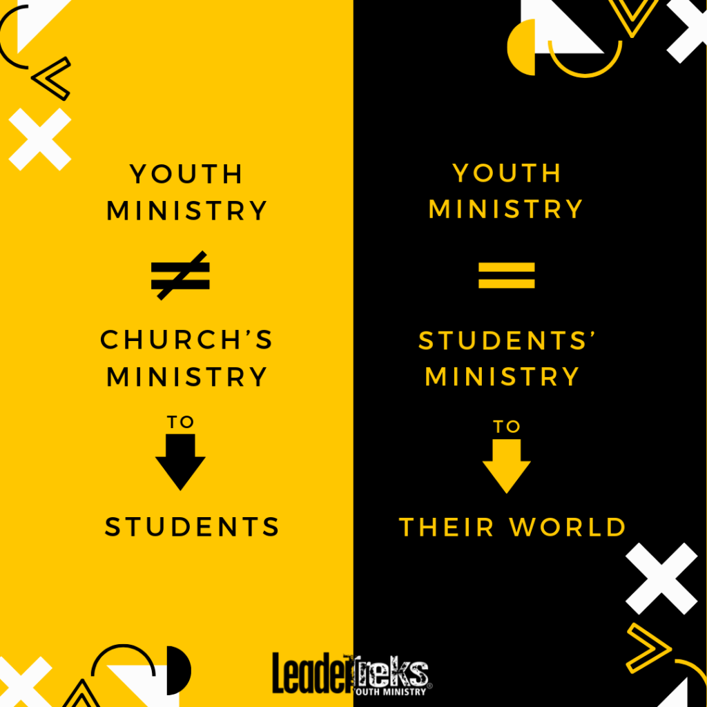 youth ministry is not the church's ministry to students, youth ministry is students' ministry to their world